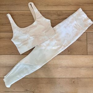 Fabletics Powerhold Neutral Tie Dye Legging and Sports Bra Set